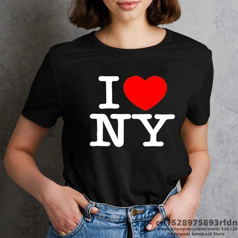 

Women's T-Shirt I Love NY New York Women Funny Print T-shirt Summer Short Sleeve Black White Pink Colors Tops Tee Girl Y2k Harajuku Clothes Y2303, B6020b