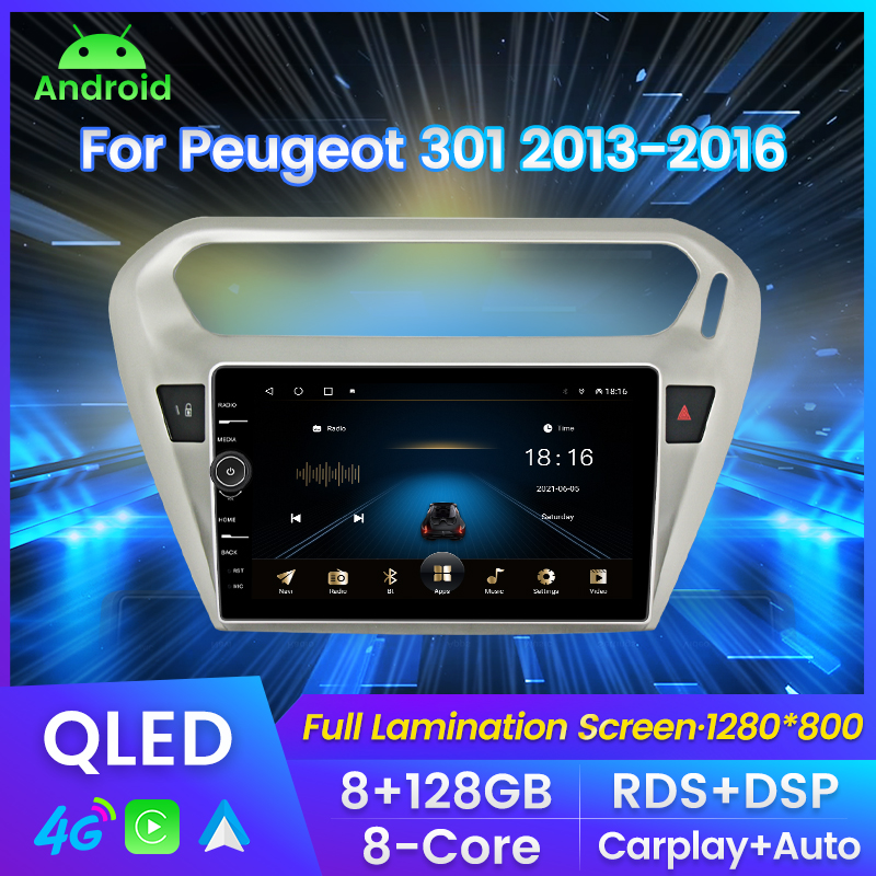 

Android 11 8G 128G Carplay Auto CAR DVD audio For Peugeot 301 Citroen Elysee 2014-2016 GPS Navigation multimedia player