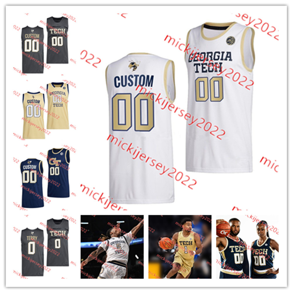 

College Basketball Wears Custom Stitched Georgia Tech Yellow Jackets Basketball Jersey Mens Youth 0 Lance Terry 25 Mark Price 0 Michael Devoe 43 Emmer Nichols, Gold