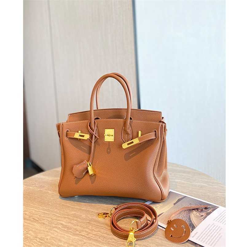 

Designer Birkin Herms BagsDesigner Bags s Handmade Classic high quality leather womens bag Togo upgraded golden brown top handbag, Upgraded 25 cm