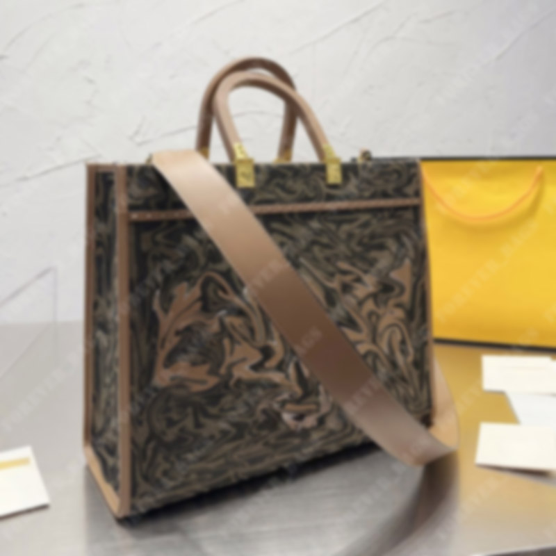 

Tote Bag Women Handbag Brown F Jacquard Shopper Totes sunshine Shoulder Bags Shopping Womens Designers Luxury Handbags Cross Body Purses, Brown(correct letters)