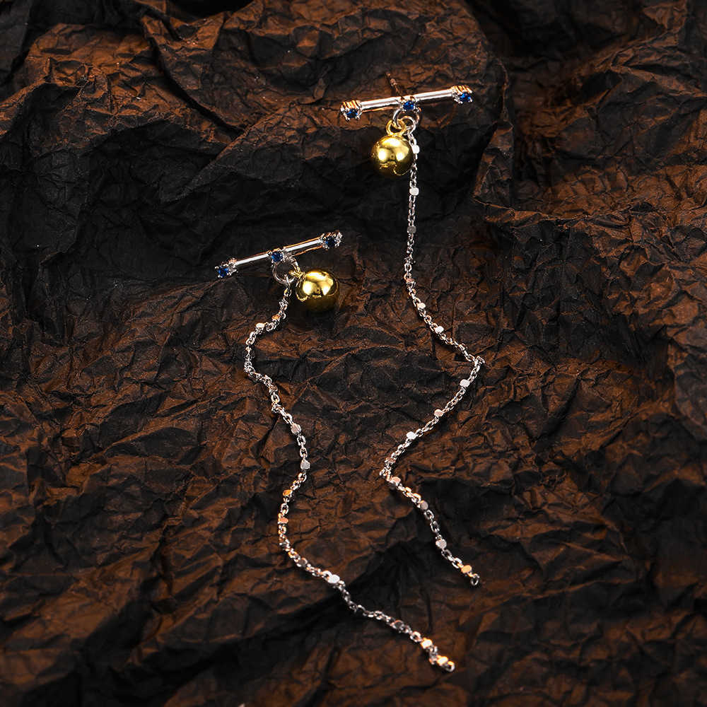 

Earings Simple blue zirconium color-blocking geometric earrings S925 sterling silver for women