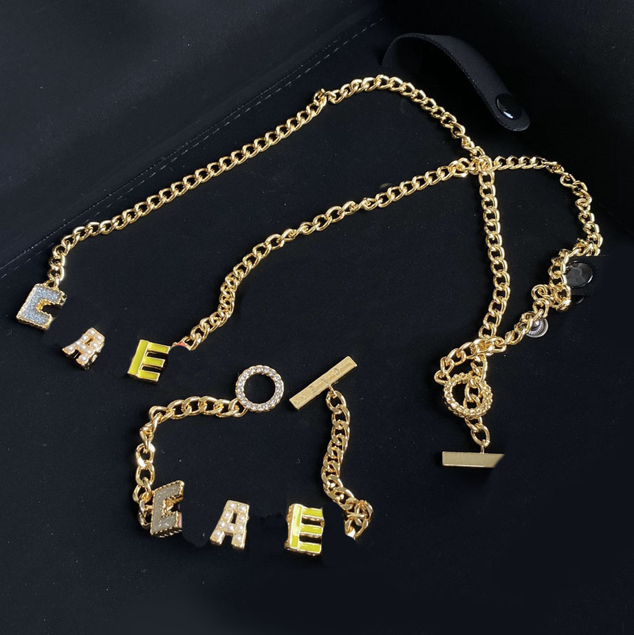 

Stampe Necklace Bracelet Set 18K Gold Plated Brass Copper Fashion Women Designer Necklaces Choker Pendant Chain Crystal Imitation Pearl Wedding Jewelry B321, B321-bracelet