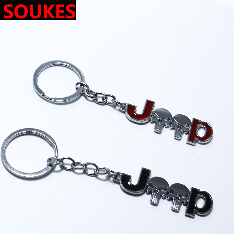 

Skull Car Keychain Keyrings For Jeep 3D Skull Metal Zinc Alloy Car KeyChain Key Toy Creative Logo Emblem Auto Badge Accessories