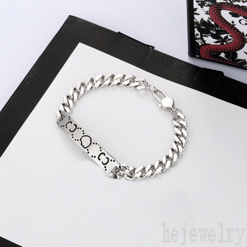 

Mens Bracelets Designer for Women ghost engraving mothers day skull pulsera link chain street design party pretty gifts luxury bracelet homme man ZB029 F23
