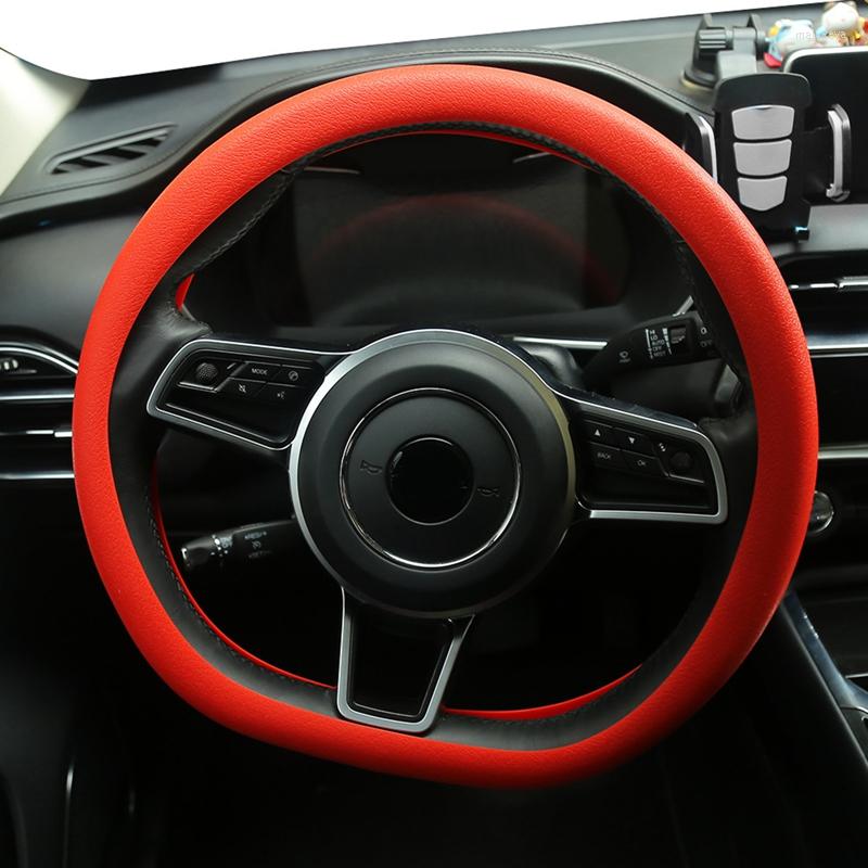 

Steering Wheel Covers 32-40cm Universal Solid Color Anti-slip Silicone Car Protective Cover Non-slip For