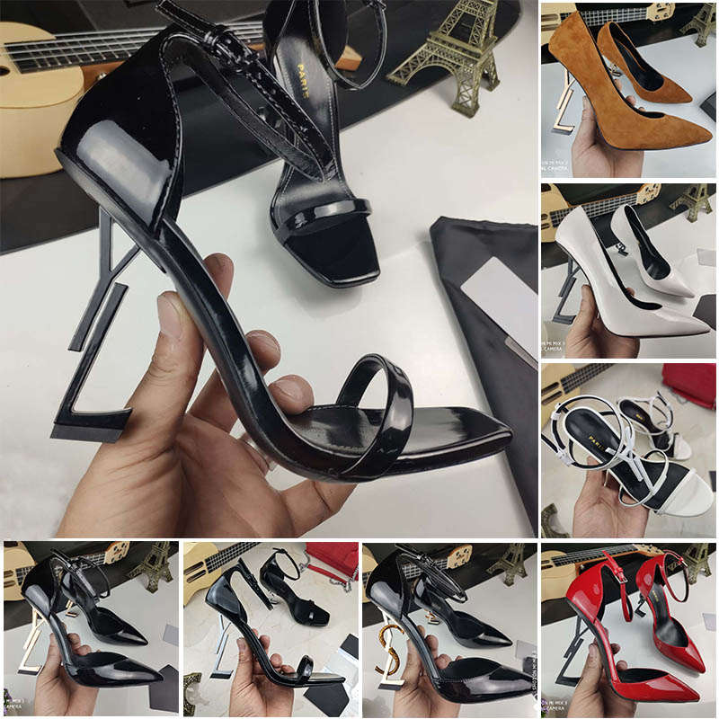 

2023 women luxury Dress Shoes designer high heels patent leather Gold Tone triple black nuede red womens lady fashion sandals Party Wedding Office pumps