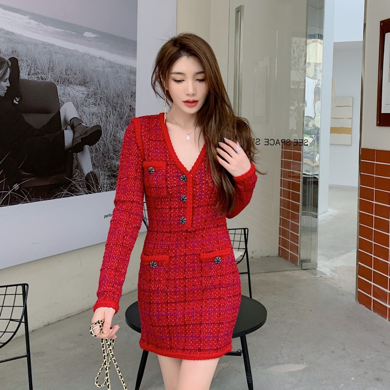 

Work Dresses Self portrait red slim knit dress