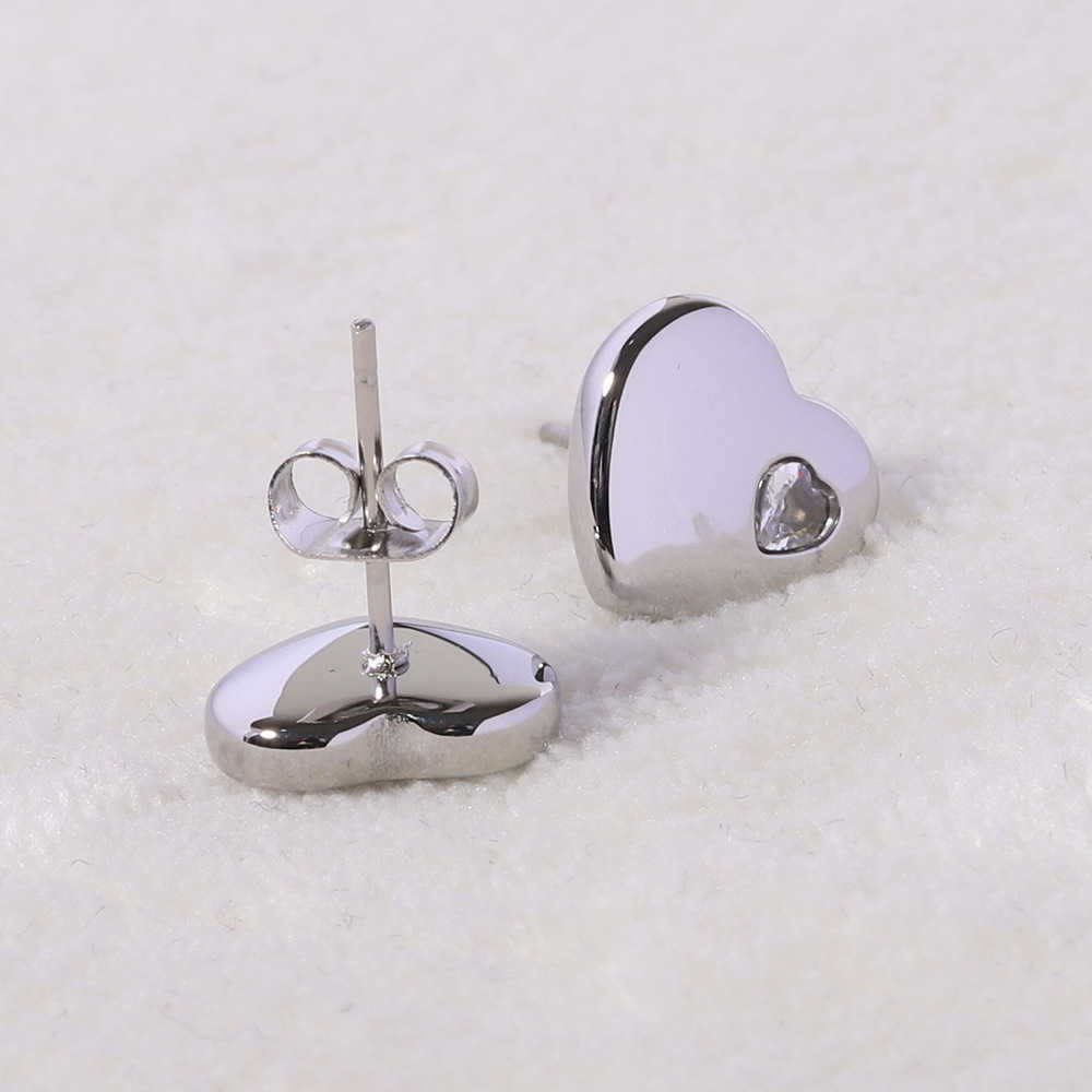 

Earing INS French style small crowd design Women's fashion versatile titanium 18k gold stainless steel love inlaid zirconium earrings
