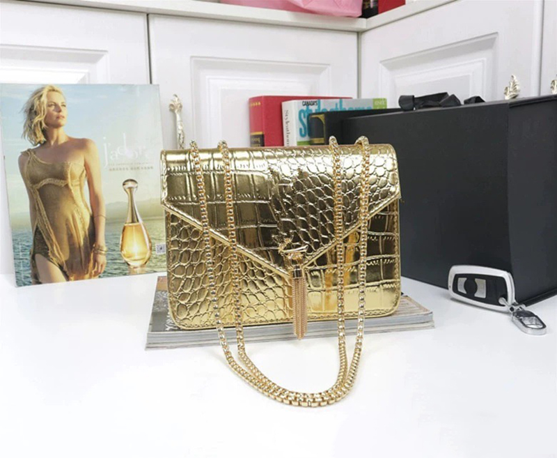 

Designer bag Shoulder Women Bags tote bagg Alligator black calfskin classic diagonal stripes quilted chains gifts wholesale Travel holiday party Soft leather 2023, Gold