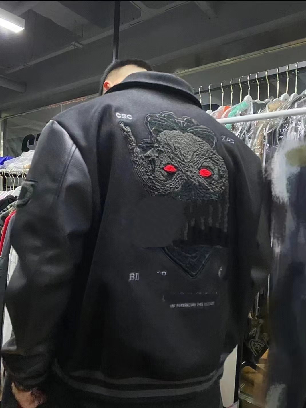 

Men's Jackets American blockbuster China-Chic baseball uniform for men in spring and autumn embroidered PU leather jacket high street hip-hop jacket0B7X, Black