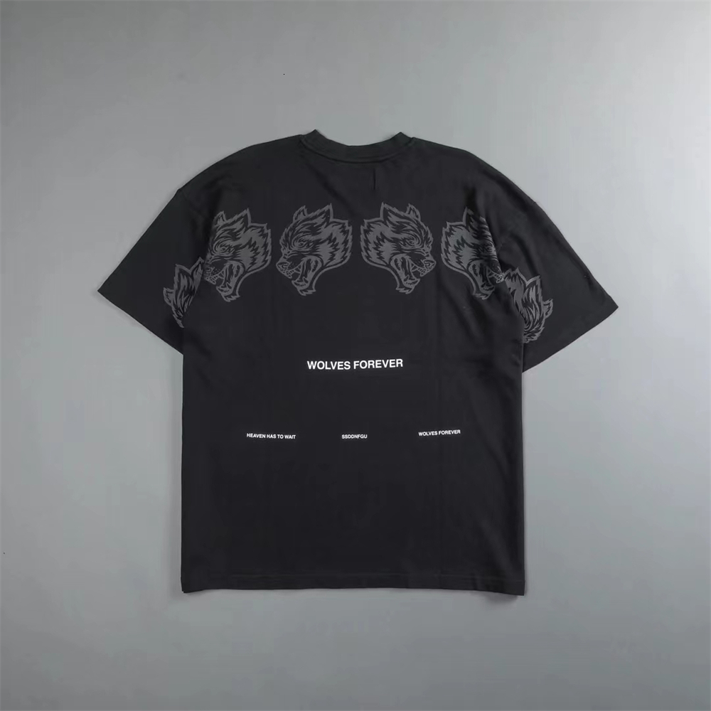 

Men's TShirts DARC SPORT Wolves Print Summer 100 Cotton Tshirts Rock Hip Hop Men T Shirt Casual Tees Tops Unisex Streetwear Clothes 230309, Black black