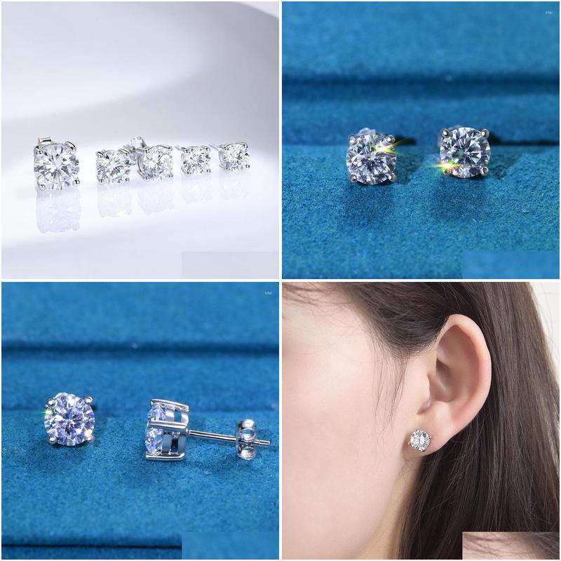 stud earrings onelaugh 925 sterling silver diamond for women total 1.0ct d color gra mossanite gem wedding jewelery gift