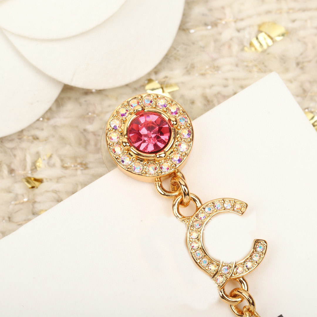 2025 Luxury quality Charm drop earring with diamond and red color diamond in 18k gold plated have box stamp PS3253A