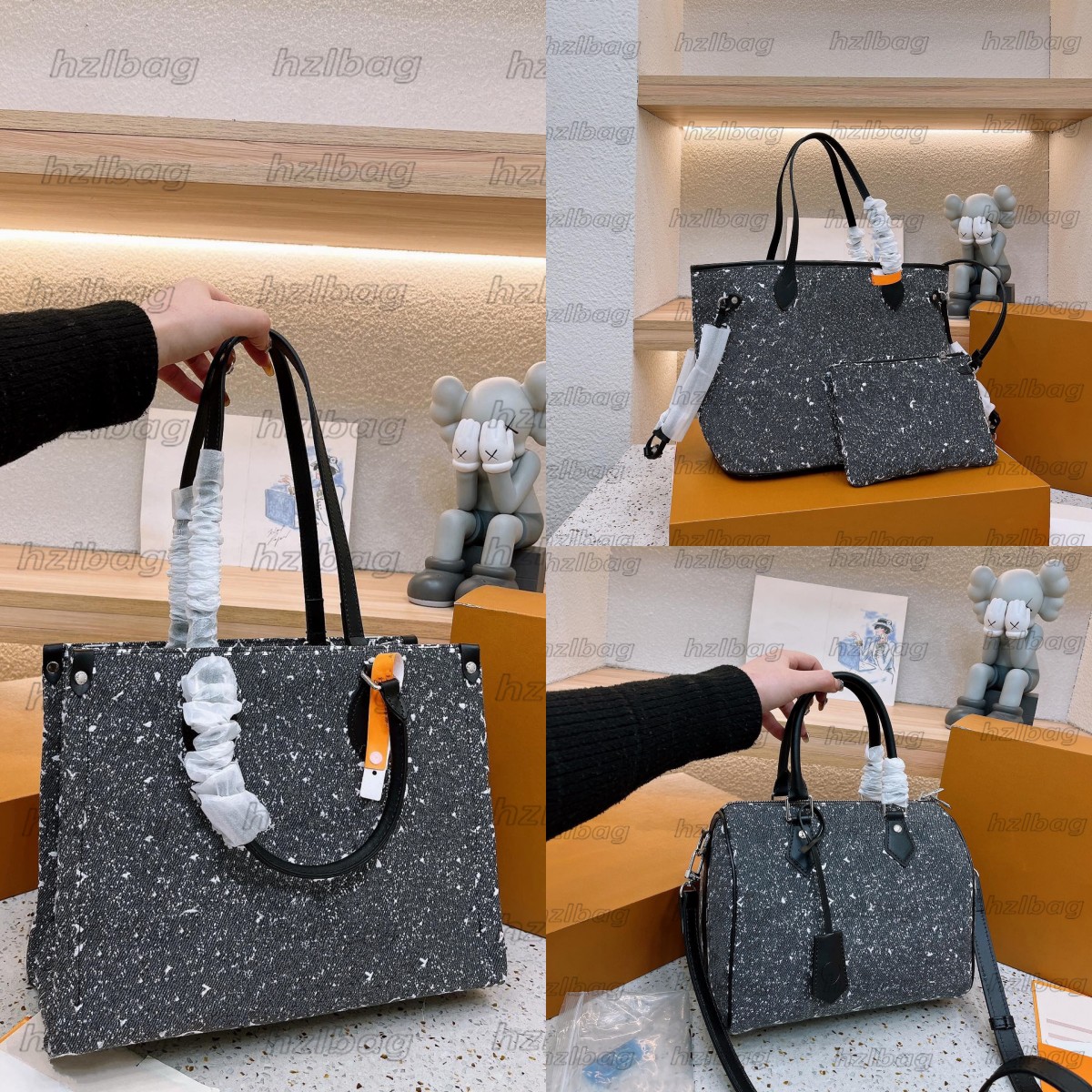 

Denim Bags Speedy Women Designer Bags Onthego Monograms Purse Two Handles A Long Strap Cross Body Totes Luxurys Handbags, 01