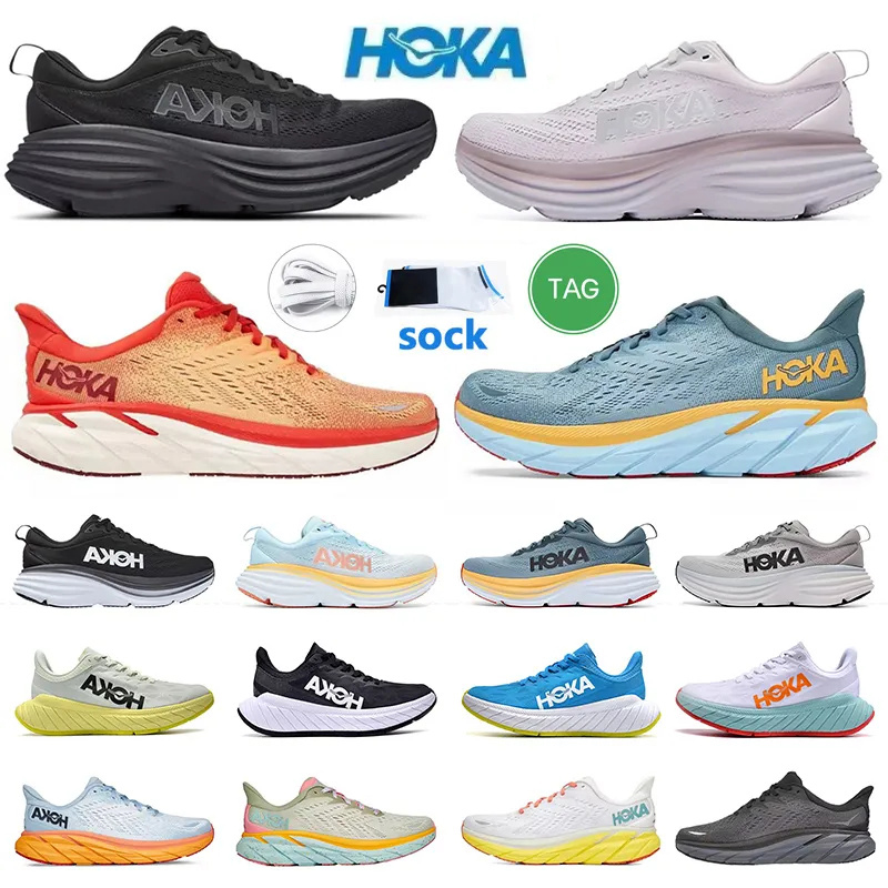 

Hoka ONE Bondi 8 Carbon x2 Outdoor Shoes Hokas Clifton 8 Black White Shock Absorbing Road Men Women Running Sneakers Climbing Runner Trainers Walking Jogging, 25