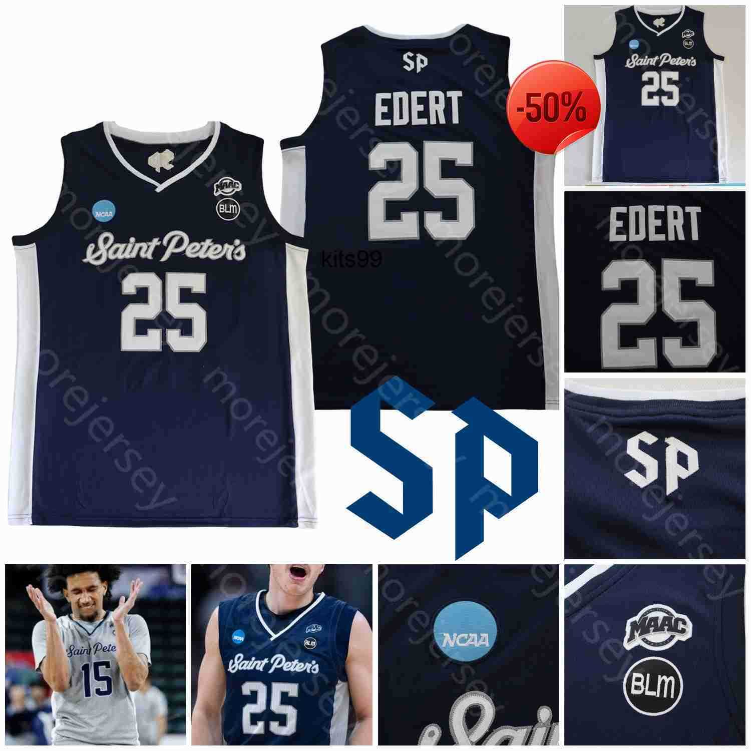 

St. Peter's Peters Peacocks Basketball Jersey NCAA College Daryl Banks III KC Ndefo Doug Edert Matthew Lee Fousseyni Hassan Drame Murray, Navy