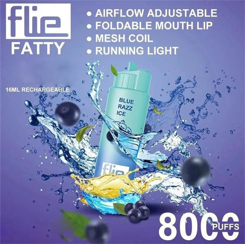 

Authentic Disposables Electronic Vape Higo FLIE FATTY 8000 puffs Cigarettes Device starter Kit 850mAh Double Mesh coil Battery 18ml Pre-Filled pod
