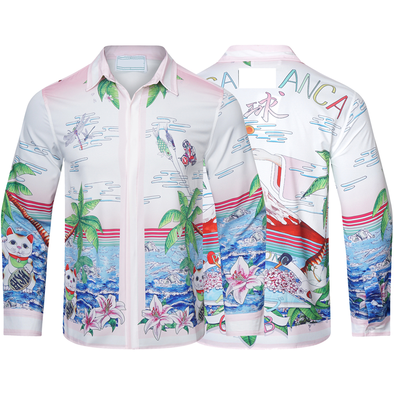 

LUXURY Designer T Shirts Men's Fashion Casablanca Letter V silk bowling tshirt Casual Shirts Men Slim Fit Short Sleeve Dress Shirt Size M-3XL #999888, Multi