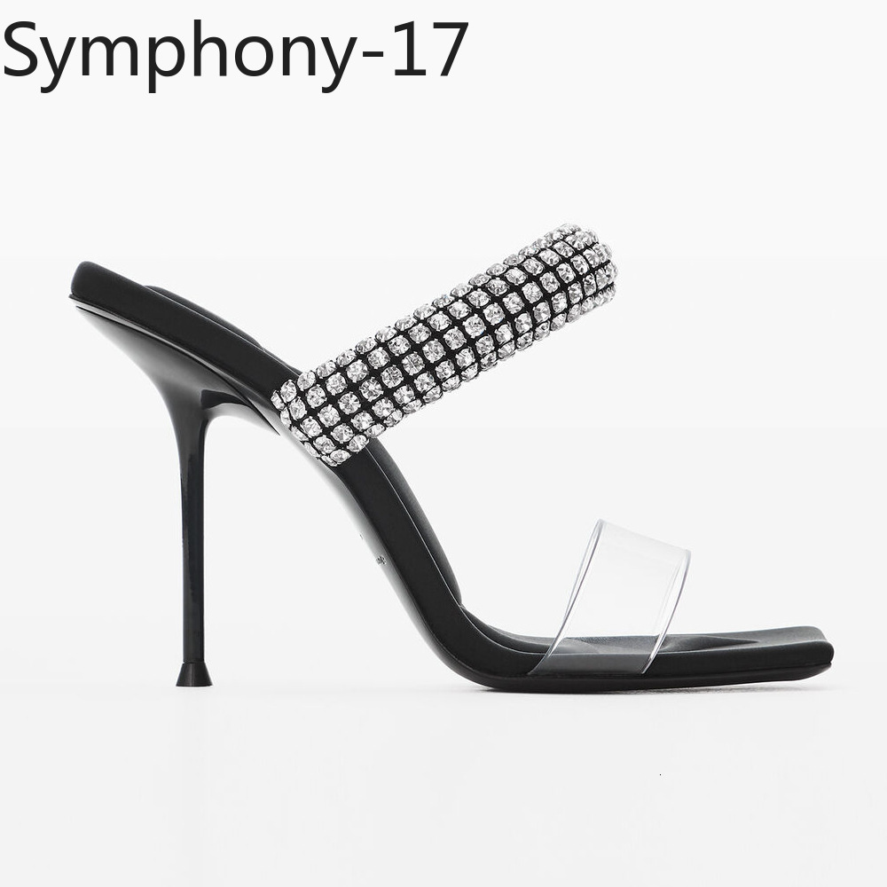 

Slippers Symphony AW summer square head buckle transparent sandal glass drill women s brand heeled sandals 230309, 9cm