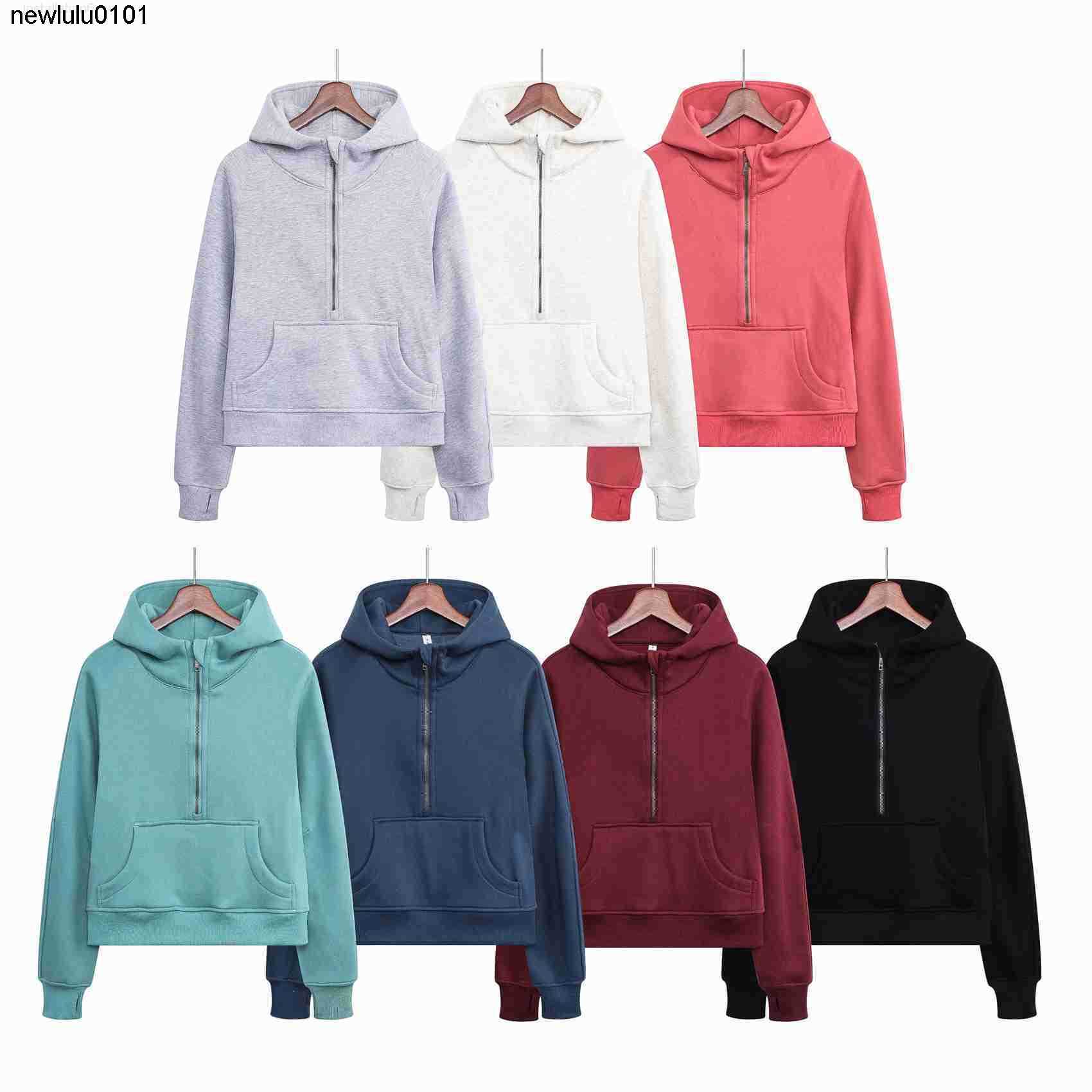 

2023 Lulus Yoga Sweatshirt Scuba Half Hoodies Outdoor Leisure Lu Sweatshirts Clothes Women Tops Workout Fitness Thick