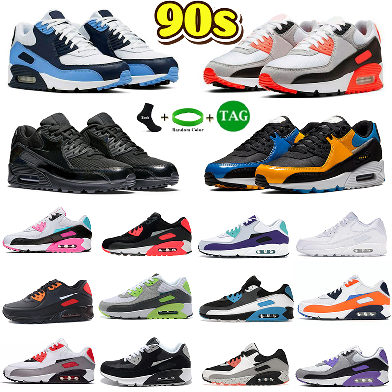 

2023 Classic 90 Mens Running Shoes Designer 90s 90OG Cushion Sneaker Infrared OG Reverse Laser Blue triple black white UNC Oreo men women trainers sports sneakers, 46# 36-39 rose particle grey