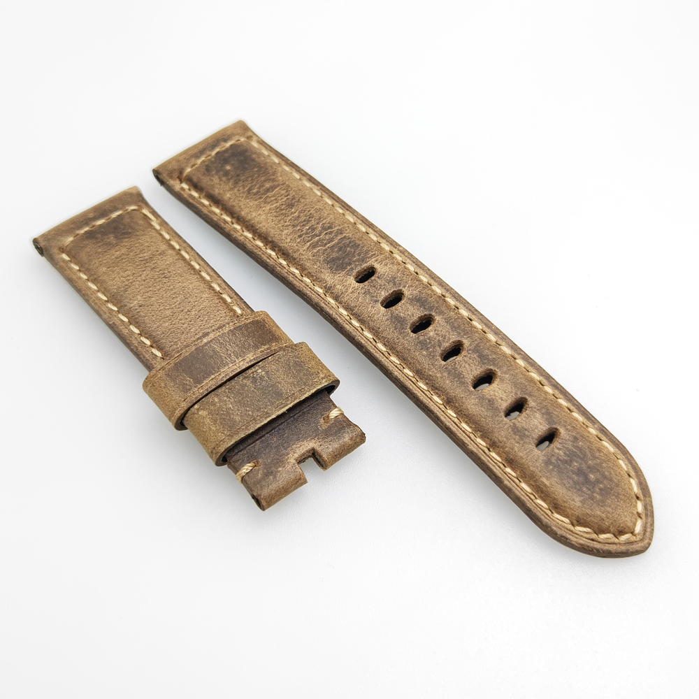 

24mm Waxy Crack Calf Leather Watch Band Strap Fit For PAM PAM111 Wirst Watch