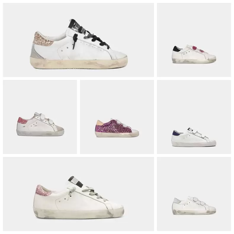 

Italy Brand baby boy girl Sneakers Super Ball Star Shoes luxury Golden Sequin Classic toddler White Genuine Leather Do-old Dirty Designer ki, #8