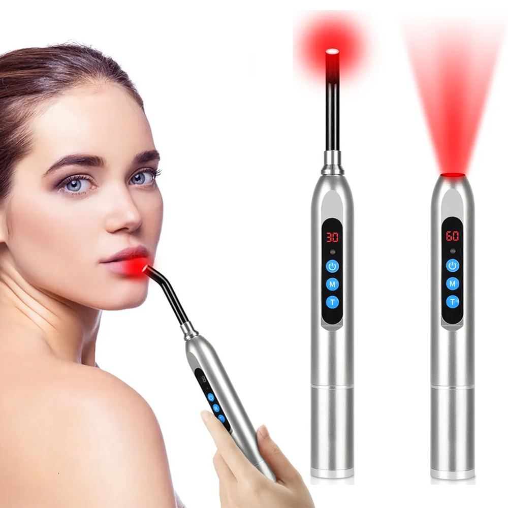 

Face Massager Red Light Therapy Cold Sore Device for Mouth Sores Treatment 660nm 850nm NearInfrared LED Machine Skin Care Wand 230309
