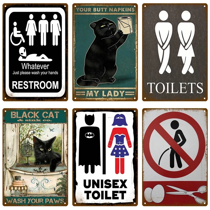 

retro WC Toilet art tin decor Metal Sign Poster Vintage Wall Posters Tin Sign Decorative Wall Plate Kitchen Plaque Metal Vintage Decor Accessories size 30x20cm w02
