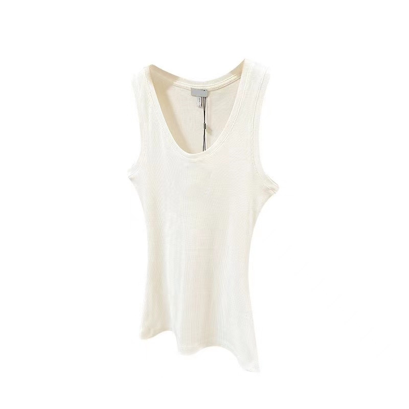 

T-Shirt Tees Women Tops Tanks Knits Top Designer Anagram Embroidery Knitted Vest Sleeveless Breathable Knitted Pullover Womens Sport Tops 521, White