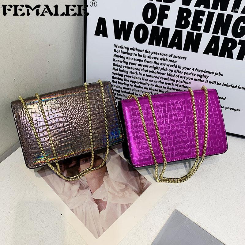 

Shoulder Bags Elegant Women Patent Leather Crossbody Bag 2023 Crocodile Pattern Multi Pockets Female Retro Alligator Handbag, Blue