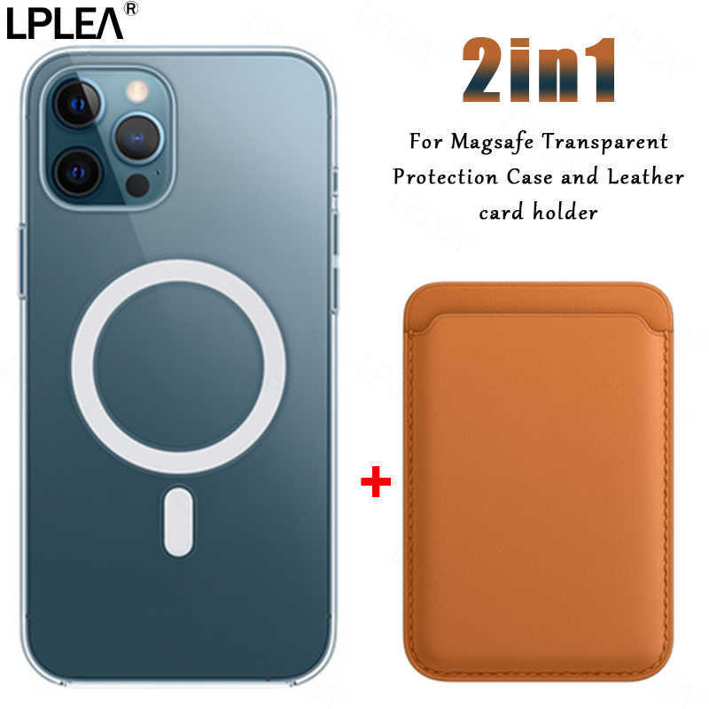 

Cell Phone Cases 2in1 For Magsafe Wireless Charging Magnetic Transparent Case iPhone 12 11 13 14 Pro XS Max Card Holder X XR 8 7 14 Plus SE W0224, Orange