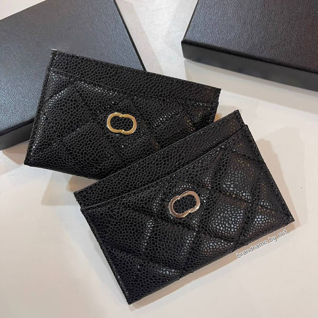 

Card holder fashion Womens men luxury channel Coin Purses credit key wallets classic lambskin purse Designer original caviar mini card slots portable wallet tote, Black ball pattern