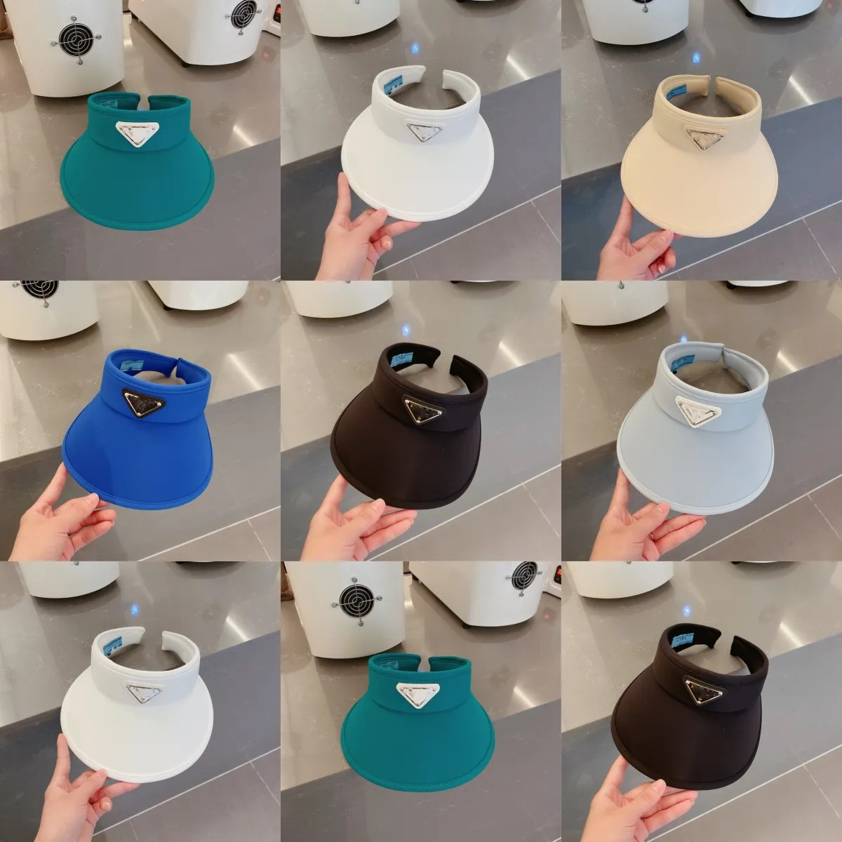 

designer hats Summer beach sun protection large brim empty top hat beach sun protection women's black white cap in hand yellow orange blue brown Hairband cap