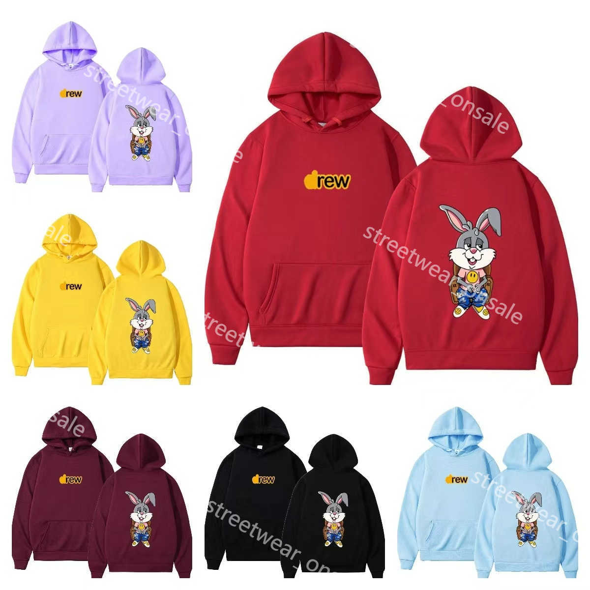 

Happy Easter Hoodies Drew Bunny Rabbit Long Sleeves Loose Fit Pullover Top Lightweight Sweatshirt for Women Children E07