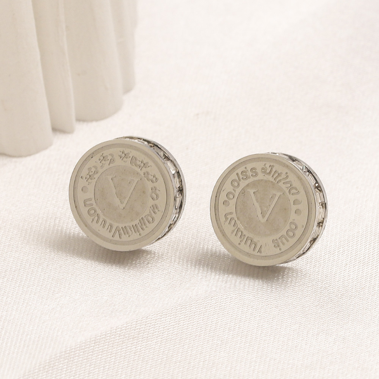 

Designer 925 Sliver Earrings Necklaces Set Circle Letter Earrings Designer Pendant Necklace Brand Logo Jewelry Necklace 18K Gold Stud Stamp Earring Romantic Gift, Zg1295