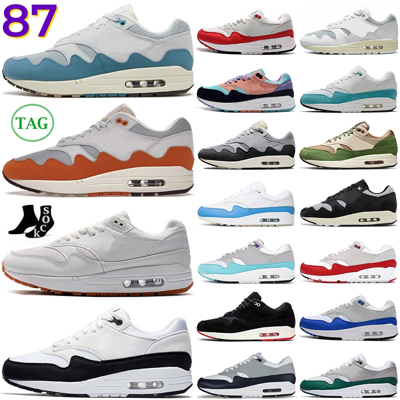 

87 1 running shoes men women Patta Waves 1s 87s White Black Gum Monarch Noise Aqua Treeline Sean Wotherspoon Obsidian mens womens sneakers outdoor sports trainers