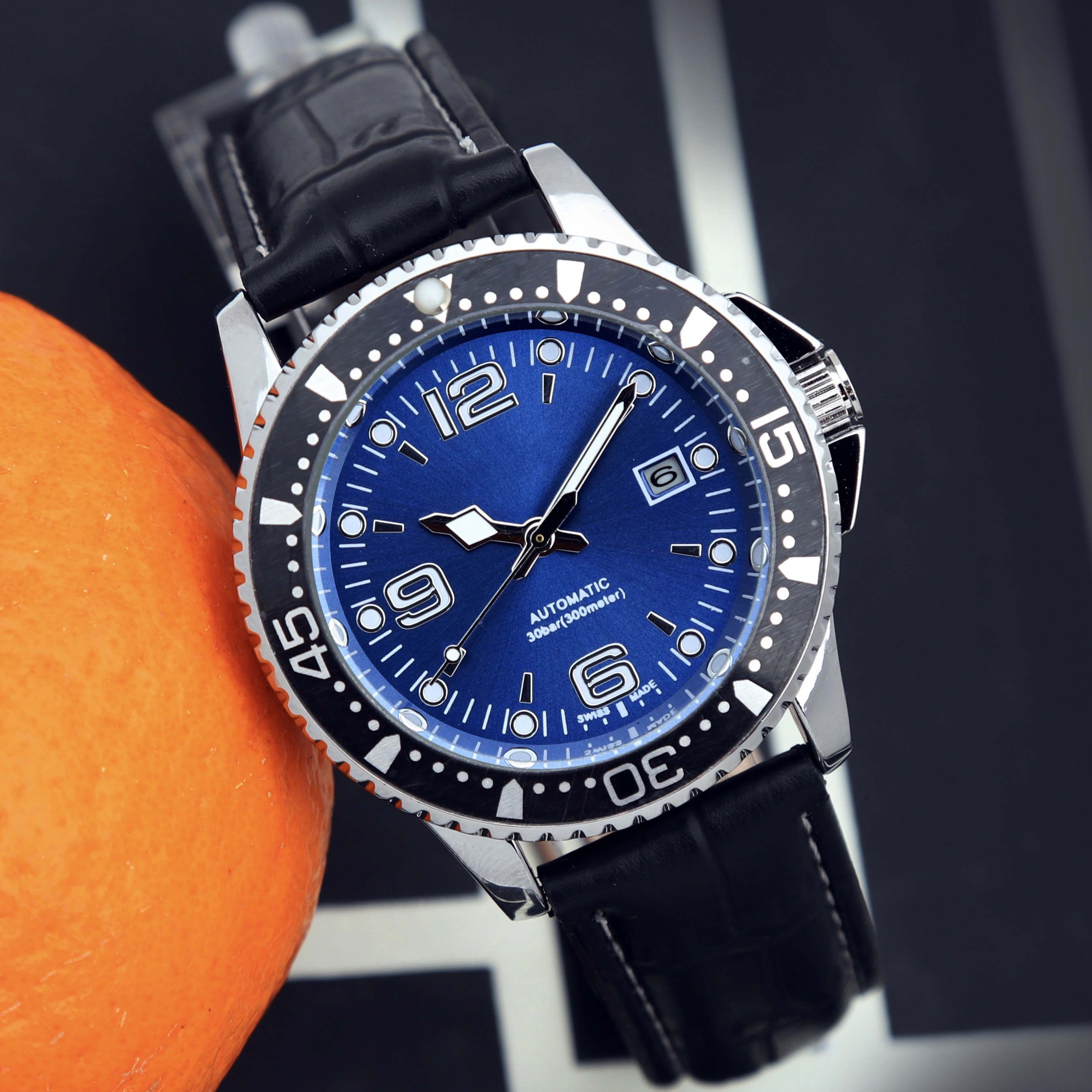 

Classical mens watches leather strap quartz movement watch lifestyle waterproof rotate bezel casual wristwatch design luminous men clock Montre De Luxe, 10