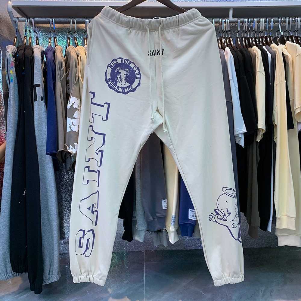 

Men's Pants Saint Michael Spring Autumn Men Women Pants Winged Angel Trousers Vintage High Street Sport Casual Sweatpants, Khaki