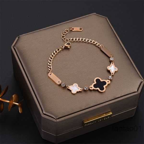 

Designer Love Braceletes Bracelets 4/four Leaf Clover Bracelet Gold Plate Fill Stainless Steel Agate Flowers Traditional Charm Lobster Linky0ze
