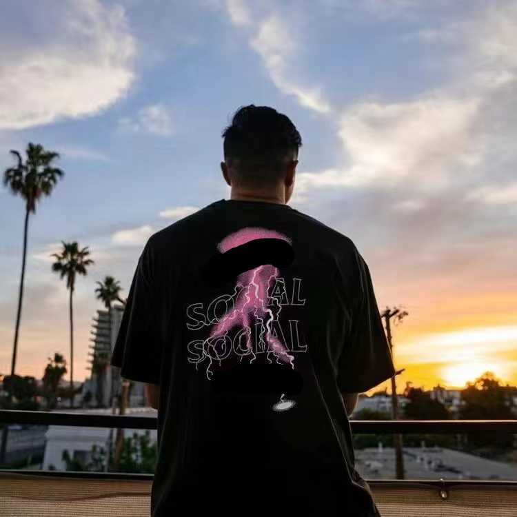 

ASSC Men' T Shirt Anti Social Club Trend Lightning Letters Printed Short-sleeved Summer High Street Fashion Loose Couples T-shirt