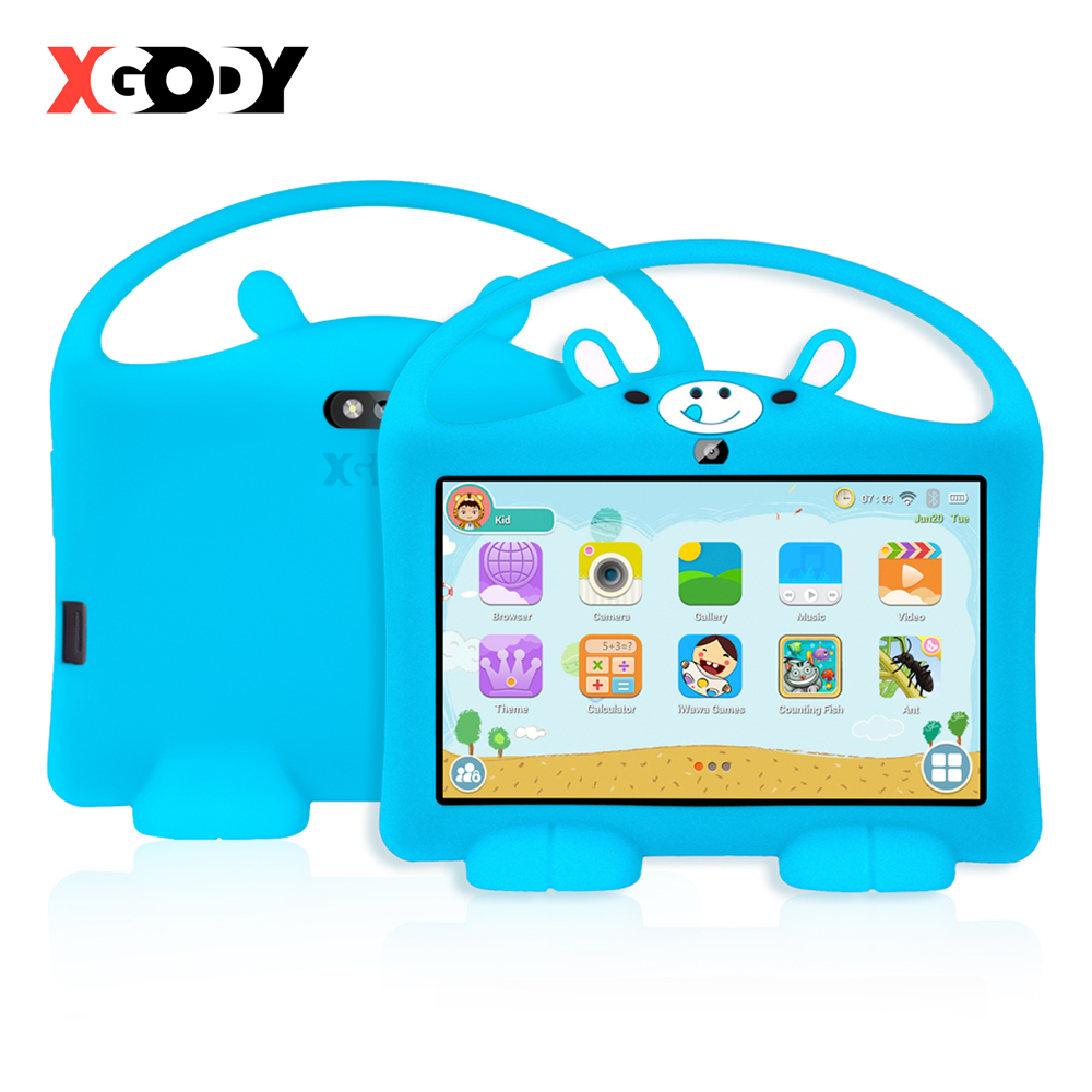 

XGODY 7 Inch Children Tablet Android 9 For Kids Study Entertainment 16GB ROM Quad Core WiFi Dual Camera With Tablets PC Case, Purple
