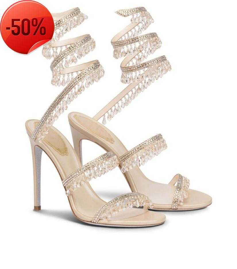 

Sandals R Caovilla wedding dress sandal women high heels shoes Romantic lady CHANDELIER nude Stiletto jewelry sandalies ankle stra51483501H, 88