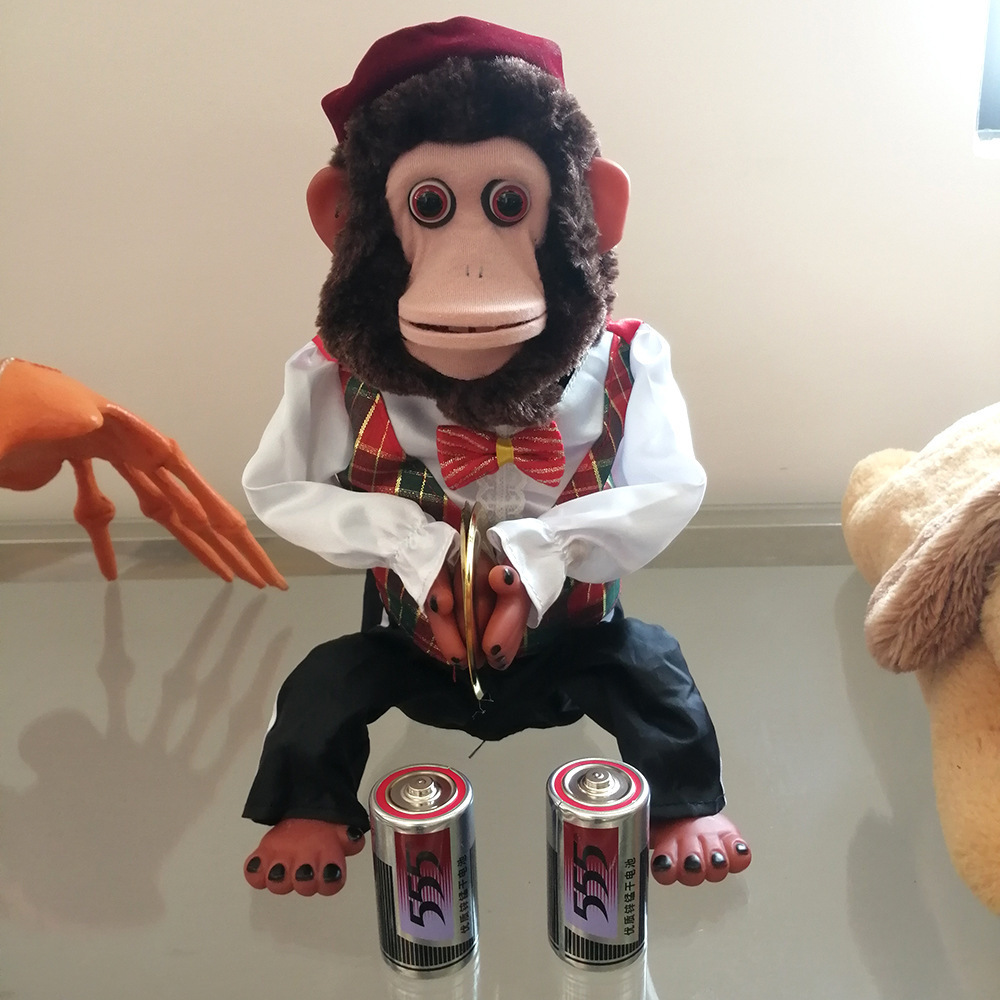 

Electric/RC Animals Famous Multi-Action Funny Cymbal Playing Simulation Monkey the Chimp Vintage Electronic Plush Decoration Toy Original Source 230310, Red