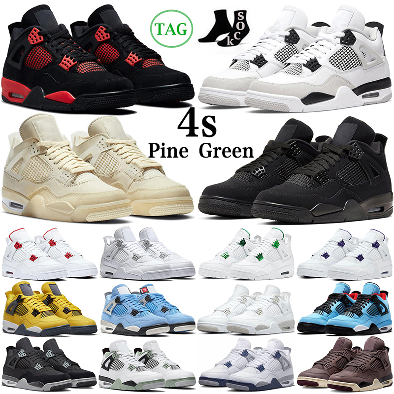 

Pine Green 4 4s Basketball Shoes Military Black Cats Midnight Navy University Blue Bred Sail White Oreo Cactus Jack Mens Trainers Outdoor Sports Sneakers discount, Bordeaux