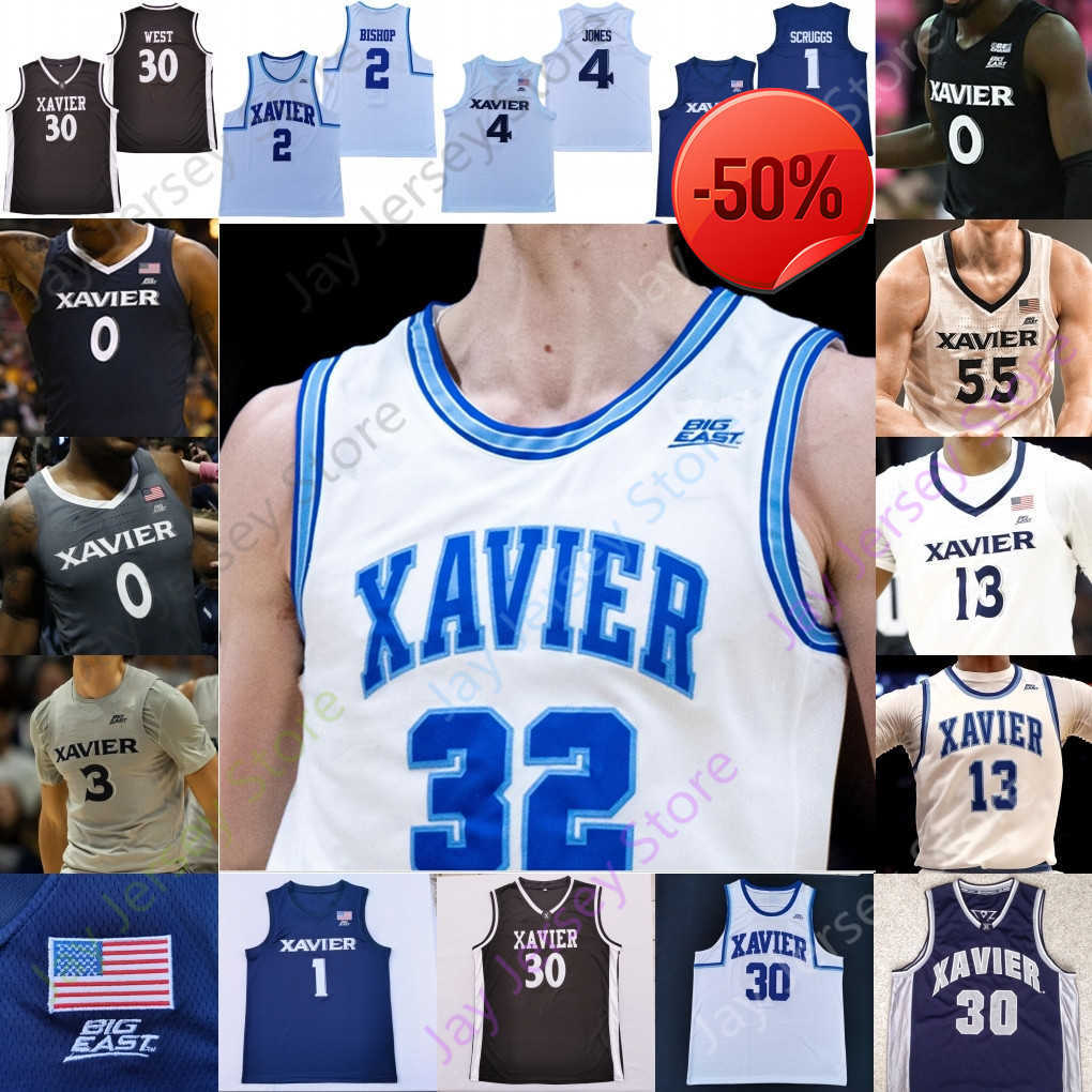 

Xavier Basketball Jersey NCAA College Souley Boum Zach Freemantle Colby Jones Jack Nunge Crawford West Adam Kunkel Jerome Hunter Desmond, Grey i