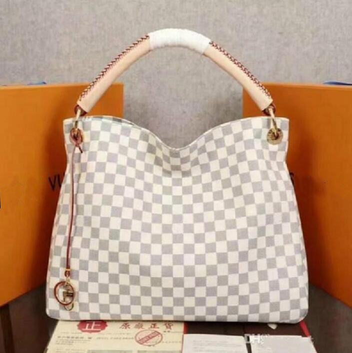 

M44869 Women Handbags PU Leather Brands Letter louise viuton artsy Shoulder Bags Fashion Designers Messenger Bag ladies Handbags white lattice Tote vutton Purse, White grid