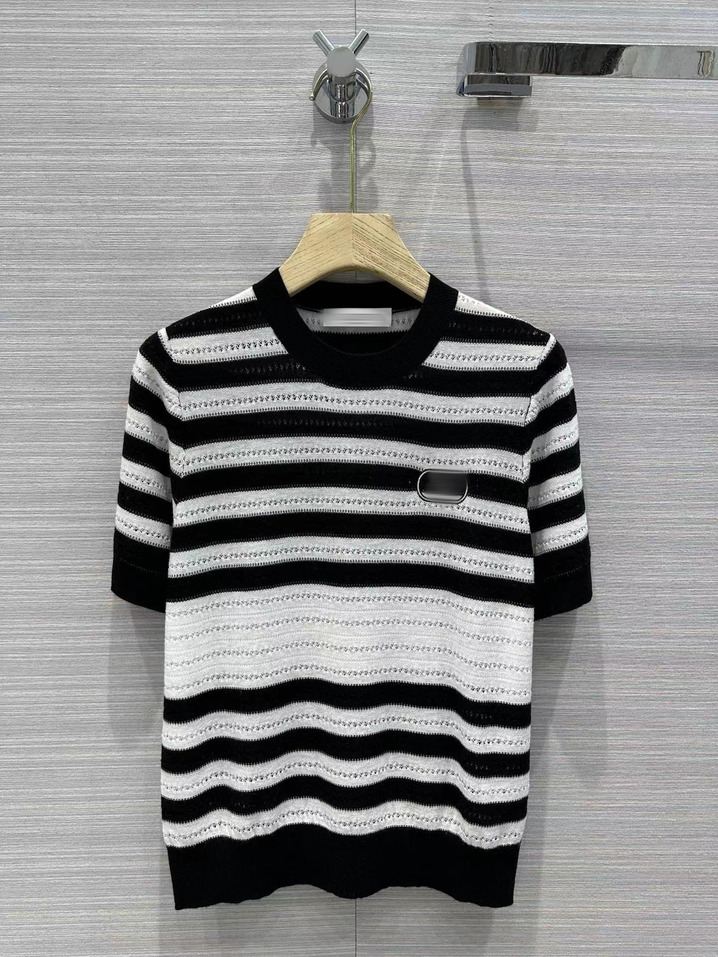 

Milan Runway Sweaters 2023 New Spring Summer Short Sleeves O Neck Women' Sweater High End Jacquard Pullover Designer Sweater 0311-7, Picture color