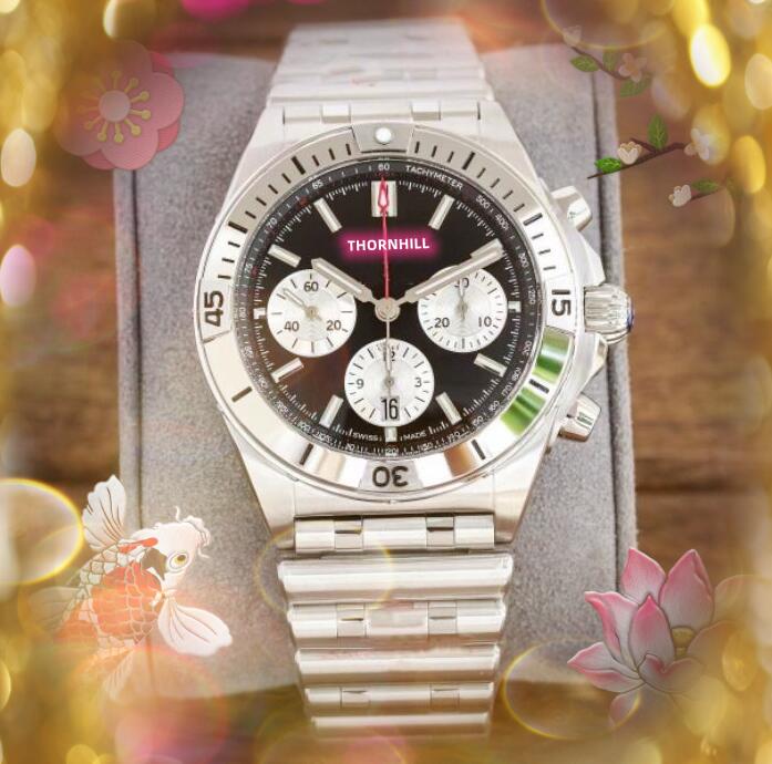 

six needles stainless steel band watch sub dials work fashion mens watches High Quality Sports No-Mechanical Quartz Chronograph Analog Casual Wristwatch Gifts, As pic
